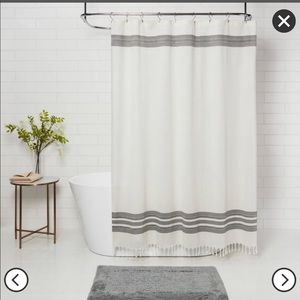 Threshold Striped Fringe Shower Curtain